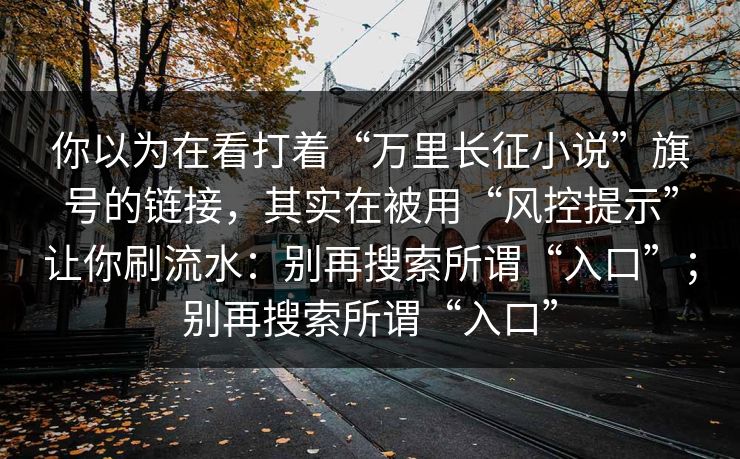 你以为在看打着“万里长征小说”旗号的链接,其实在被用“风控提示”让你刷流水:别再搜索所谓“入口”;别再搜索所谓“入口”