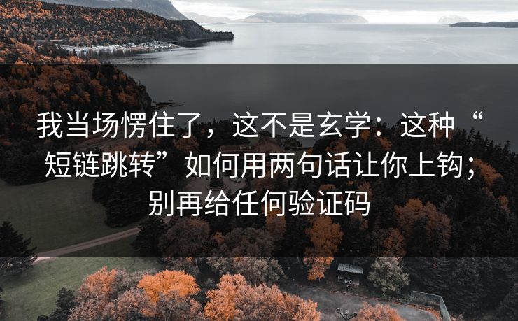 我当场愣住了，这不是玄学：这种“短链跳转”如何用两句话让你上钩；别再给任何验证码