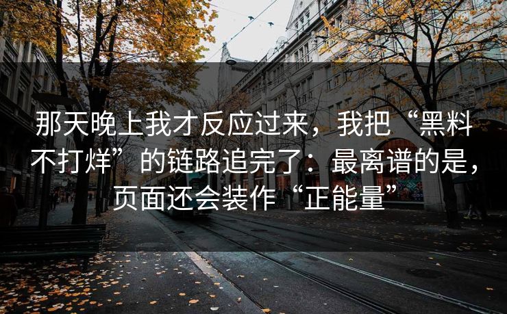 那天晚上我才反应过来，我把“黑料不打烊”的链路追完了：最离谱的是，页面还会装作“正能量”