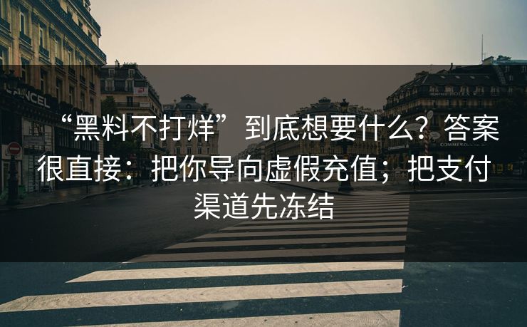“黑料不打烊”到底想要什么?答案很直接:把你导向虚假充值;把支付渠道先冻结 “黑料不打烊”到底想要什么?答案很直接:把你导向虚假充值;把支付渠道先冻结