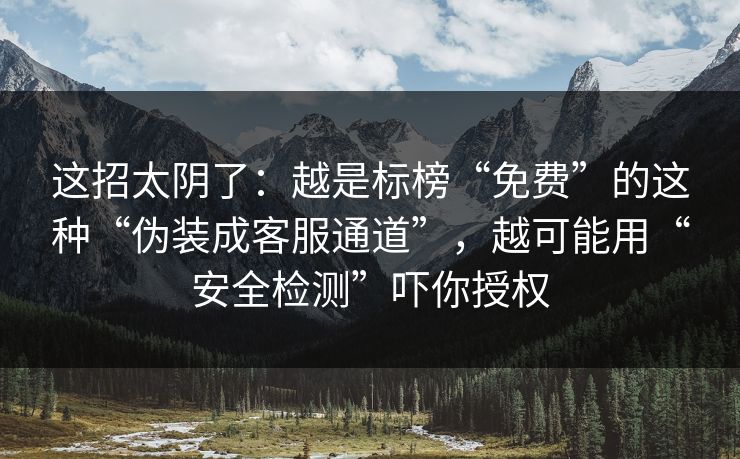 这招太阴了:越是标榜“免费”的这种“伪装成客服通道”,越可能用“安全检测”吓你授权 这招太阴了:越是标榜“免费”的这种“伪装成客服通道”,越可能用“安全检测”吓你授权