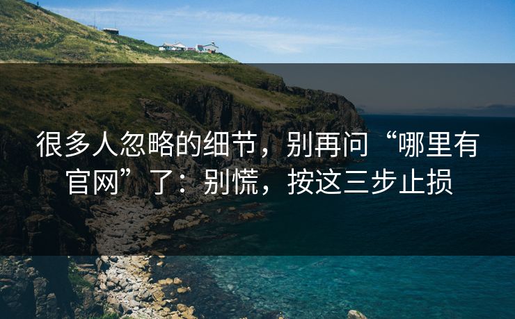 很多人忽略的细节,别再问“哪里有官网”了:别慌,按这三步止损 很多人忽略的细节,别再问“哪里有官网”了:别慌,按这三步止损